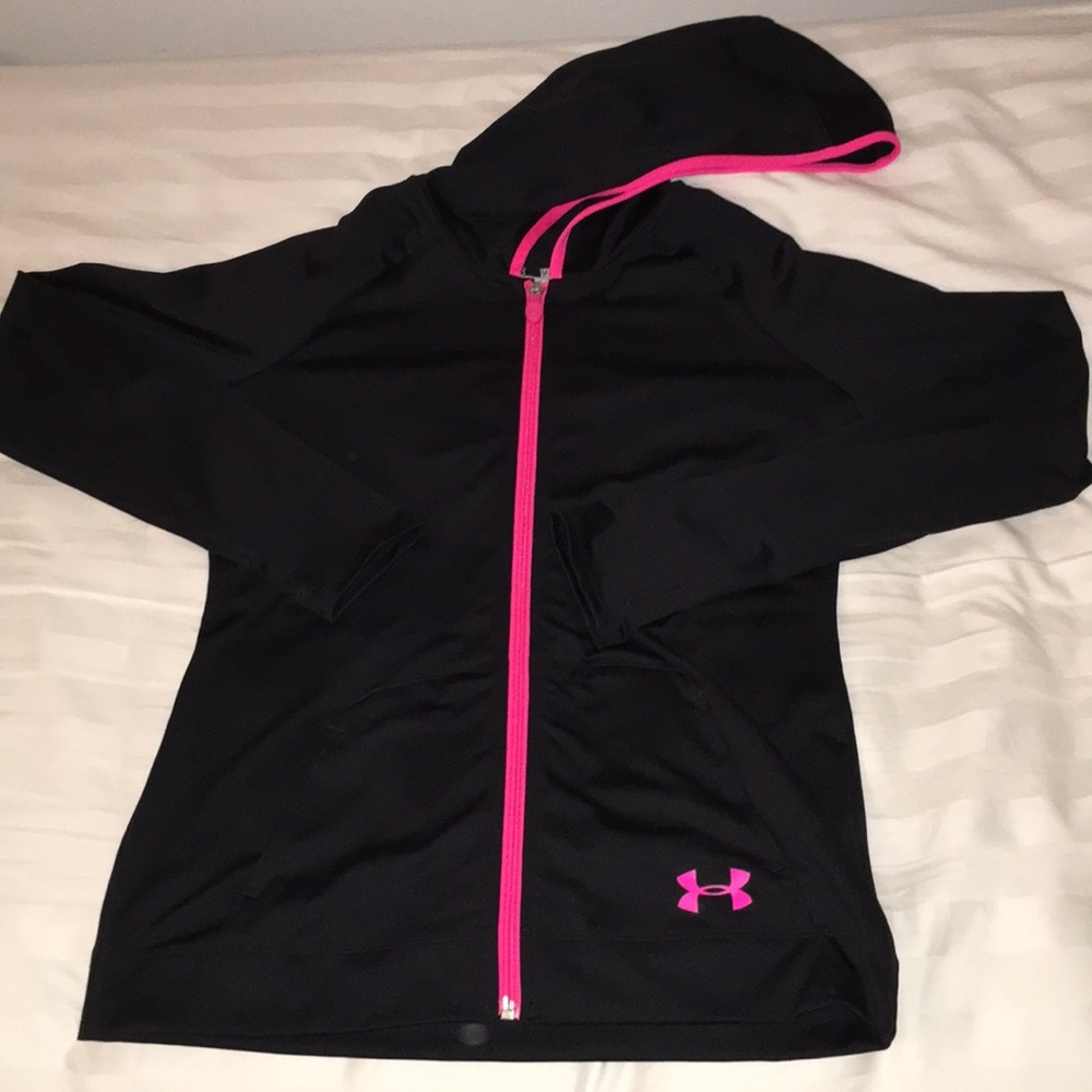 Girls Black Under Armour zip-up